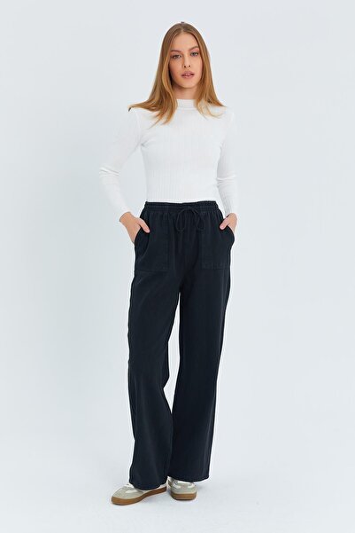 Hiccup Mixray cotton trousers with elastic waist and straight cut