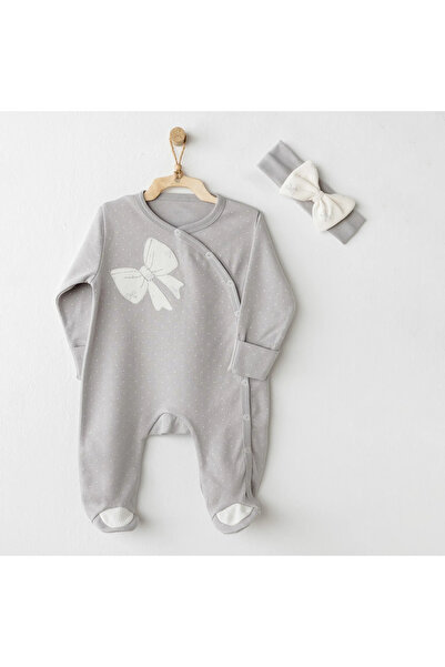 andywawa Ac26254 Baby Bow Bliss Jumpsuit Set Gray