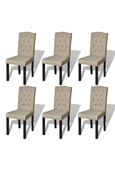 Concept Scaune de bucătărie, 6 buc., cafeniu, material textil