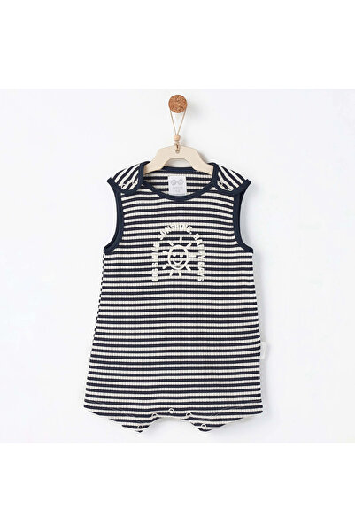 andywawa Ac26670 Bamboo Striped Jumpsuit Navy