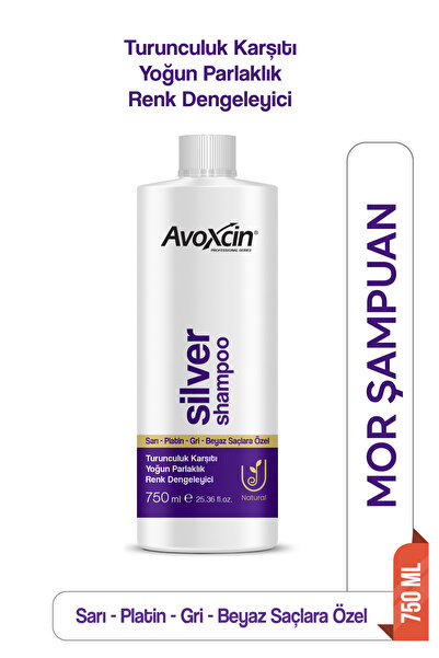 AVOXCIN Silver Shampoo - Gri Beyaz Sarı Platin Saçlara Özel Mor Şampuan 750 ml