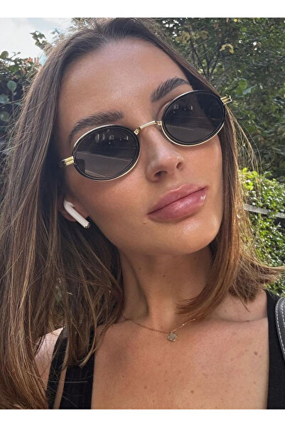 funeyes نظارات شمسية ماكس بلاك جولد بيضاوية الشكل من المعدن للوجوه الصغيرة، س...