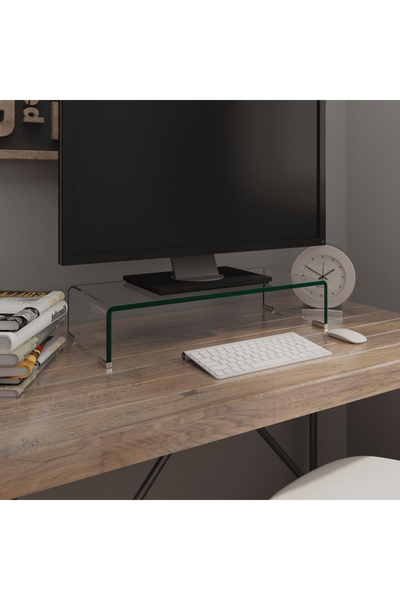 Concept Suport TV/monitor din sticlă transparentă, 60 x 25 x 11 cm