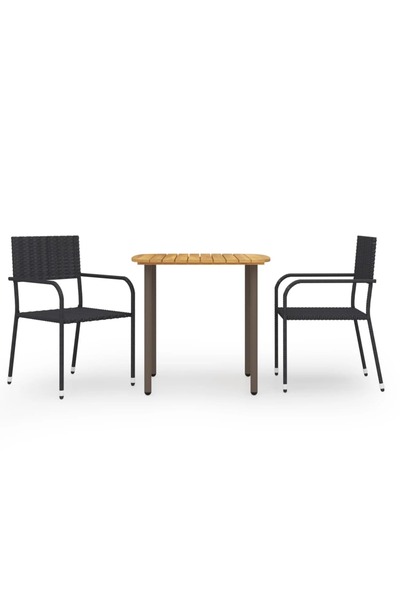 Concept Set mobilier de grădină, 3 piese, negru, poliratan