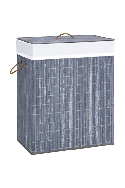 Concept Coș de rufe din bambus, gri, 100 L