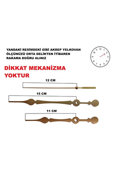 CNR SHOP Duvar Saati Mekanizması İçin Akrep Yelkovan Saniye Büyük Boy (MALZEM...