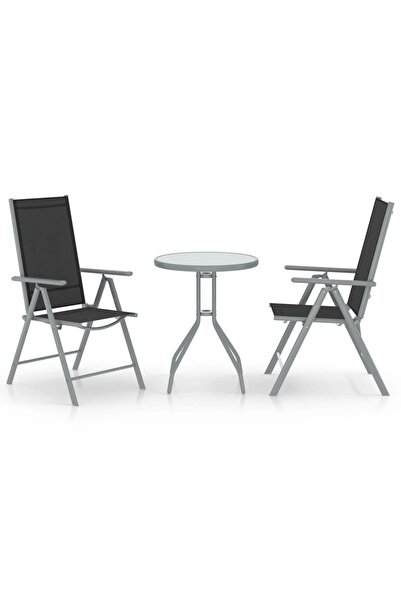 Concept Set mobilier bistro, 3 piese, argintiu, aluminiu și textilenă