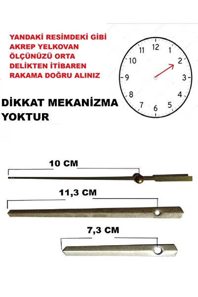 CNR SHOP Saat Mekanizması için Akrep Yelkovan Saniye Seti (MALZEME METAL) SİY...