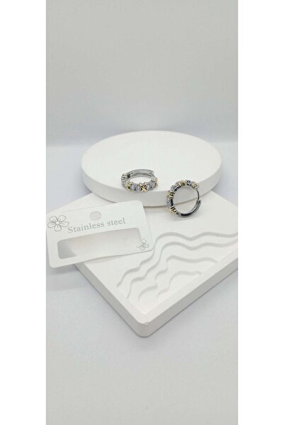 ndjewelry Brand Model Stone Medium Hoop Earrings
