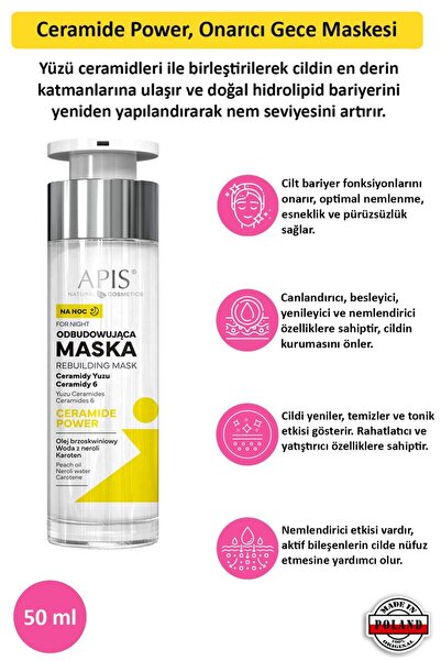 Apis Natural Cosmetics Gece Kremi - Seramid Gücü Onarıcı - 50 ml