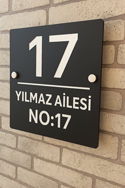 Outdoor One Kişiye Özel Siyah Pleksi Aile İsimliği Duvar Dekoru Dış Mekan 25x...