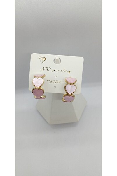 ndjewelry الوردي بيرليسسينت القلب نصف هوب القرط