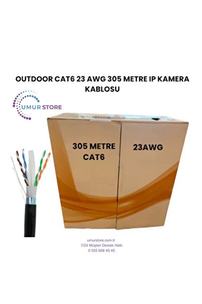 Cat6 305 mt Dış Mekan 23 Awg Outdoor Ip Kamera Kablosu