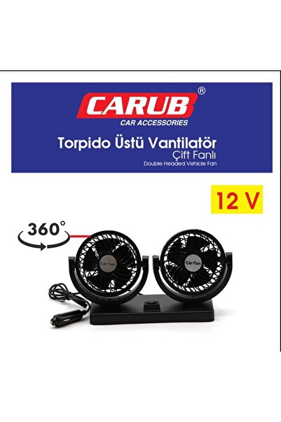 Carub Vantilatör 12V Torpido üstü İki Fan Ayarlı