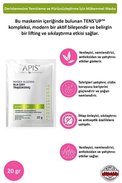 Apis Natural Cosmetics قناع الطحالب لحب الشباب - 20 جرام