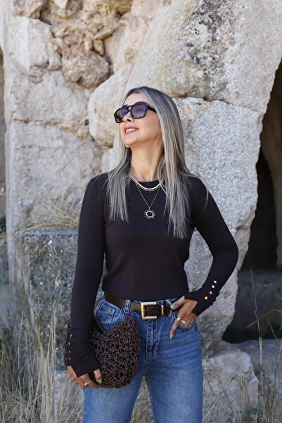 bytugcekaya Πουλόβερ με λαβή σε στάνταρ μέγεθος Bitter Brown