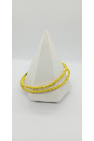 ndjewelry سوار جلد أصفر اللون (40 سم)
