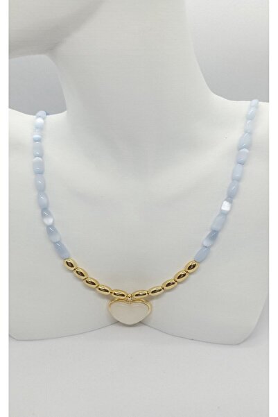 ndjewelry قلادة مطرزة باللونين الأزرق والذهبي