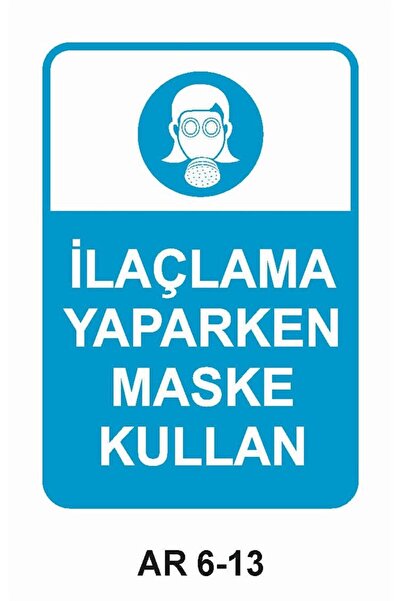 Outdoor One Use a Mask While Spraying Women Figure Work Safety Warning Sign 1...