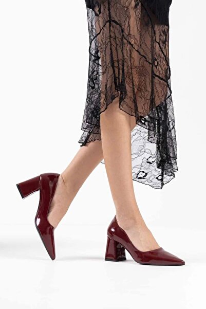 Mulini Burgundy Patent Leather Women's Heeled Shoes Tr08Ms16G