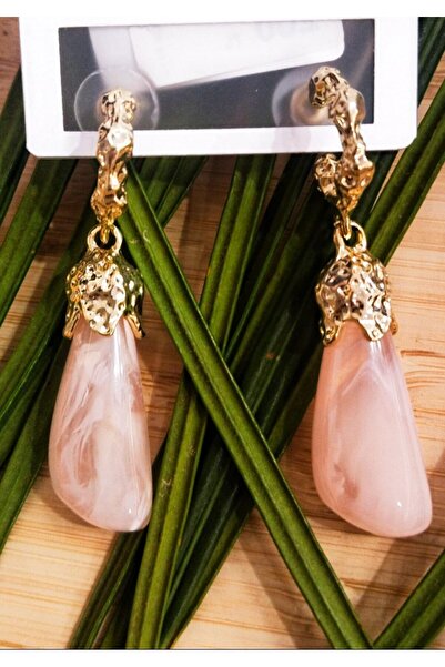 Monalisa Home Luxury Pink Stone Figured Dangle Earrings