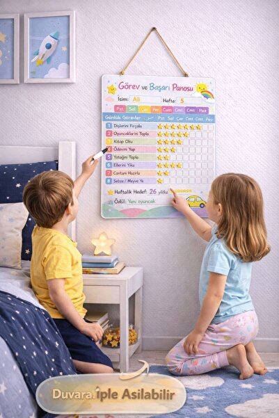 Outdoor One Kişiye Özel Montessori Görev ve Başarı Panosu - Yaz-Sil Hediyeli ...