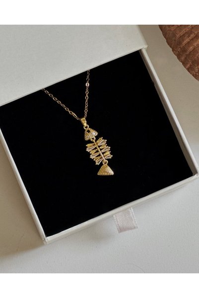 Deesse Latelier Stone Fish Bone Necklace