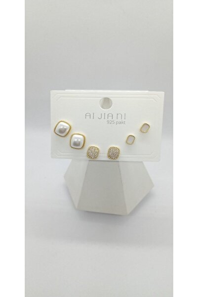 ndjewelry مجموعة أقراط لؤلؤية ذهبية اللون