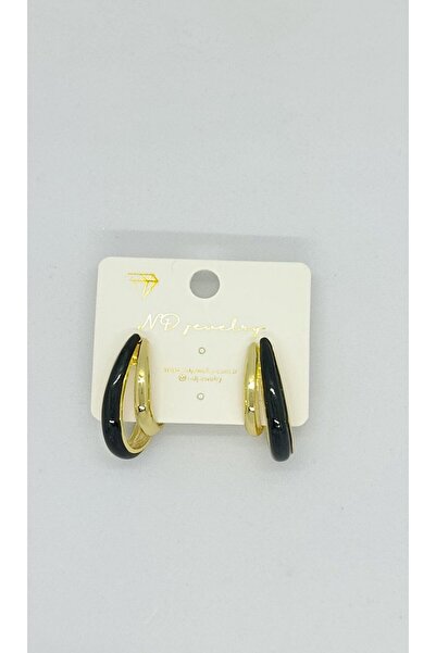 ndjewelry نوار كيرف – أقراط دائرية مقوسة باللون الأسود والذهبي