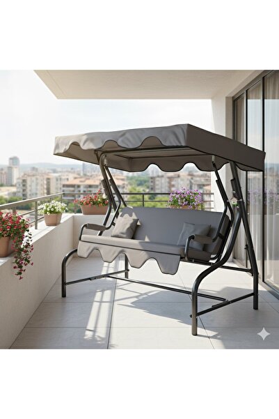 Yekta Home Yekta Duo 2 Kişilik Kalın Gövdeli Metal Bahçe & Balkon Salıncağı 1...