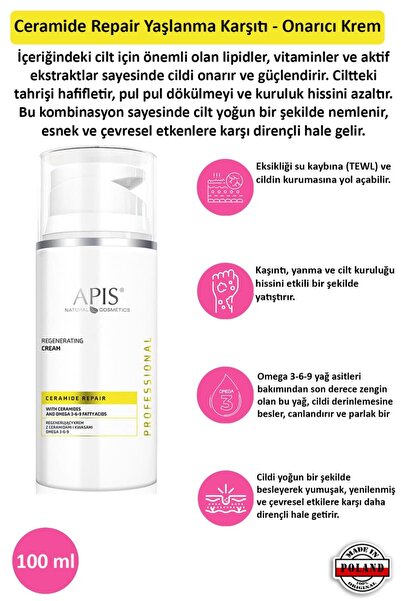 Apis Natural Cosmetics Ceramide Repair Yaşlanma Karşıtı - Onarıcı Krem - 100 ml