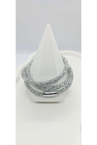 ndjewelry Silver Color Shiny Magnet End Flexible Bracelet