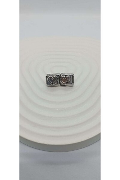 ndjewelry Silver Color Heart Pattern Nomination Charm