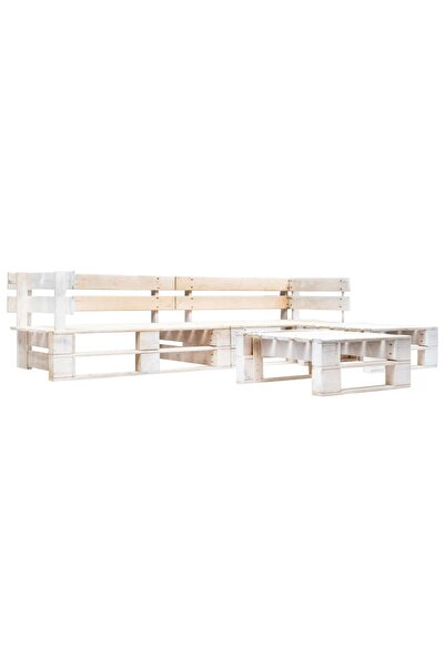 Concept Set mobilier de grădină din paleți, 4 piese, alb, lemn