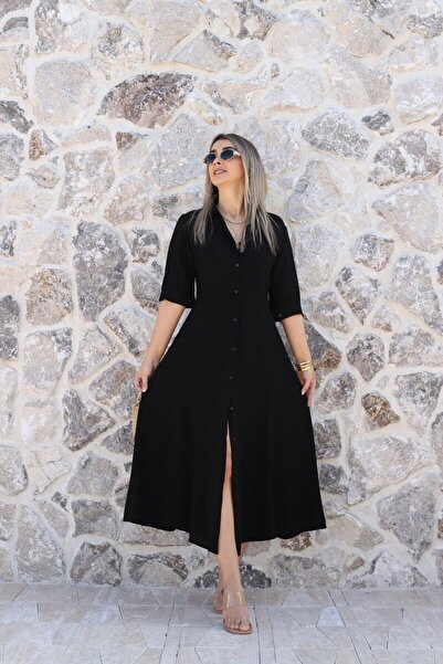 bytugcekaya Μαύρο κοντομάνικο Πουκαμισοφόρεμα