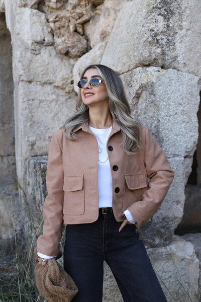 bytugcekaya Camel Renk Astarlı Kadife Ceket
