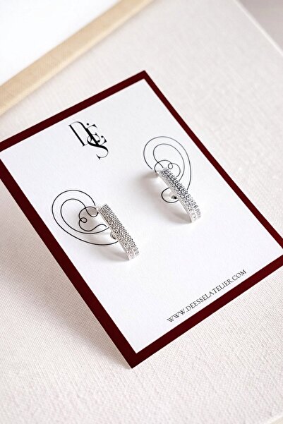 Deesse Latelier Silver Stone Curve Earrings