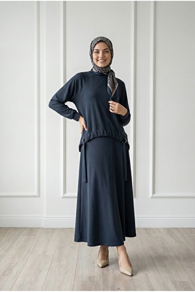 BENAHOLL Σετ φούστας Atike με κορδόνια και μεταλλικά αξεσουάρ-NL810 Ανθρακί