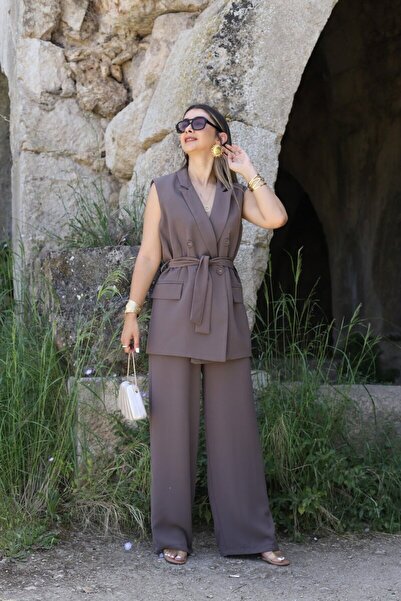 bytugcekaya Σετ παντελονιού με γιλέκο Mink Top Standard
