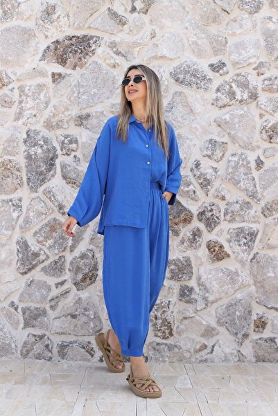 bytugcekaya Σετ Σαλβάρ με Μπλε Πουκάμισο