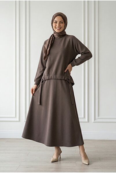 BENAHOLL Σετ φούστας Atike με κορδόνια και μεταλλικά αξεσουάρ-NL810 Καφέ