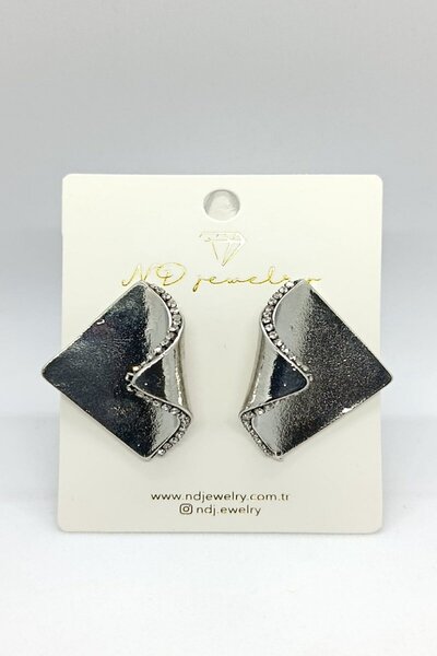 ndjewelry Silver Statement Earrings