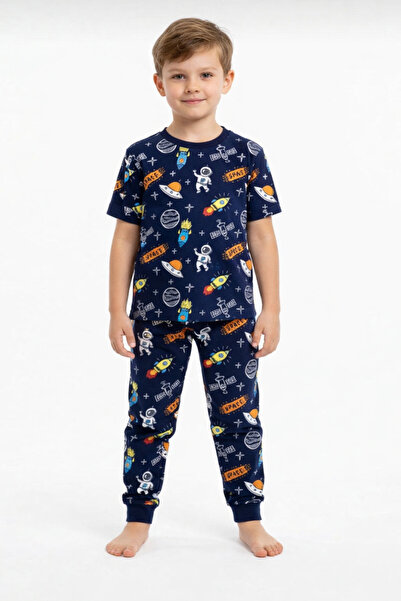 CQCQ Σετ πιτζάμες με διαστημικά σχέδια και κοντά μανίκια - Αγόρια 100% βαμβάκι