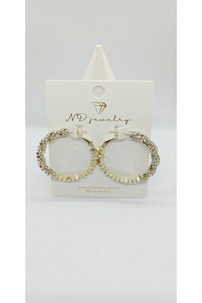 ndjewelry الذهب اللون الحجر ولوحة الخرز القرط الدائري مفصلة