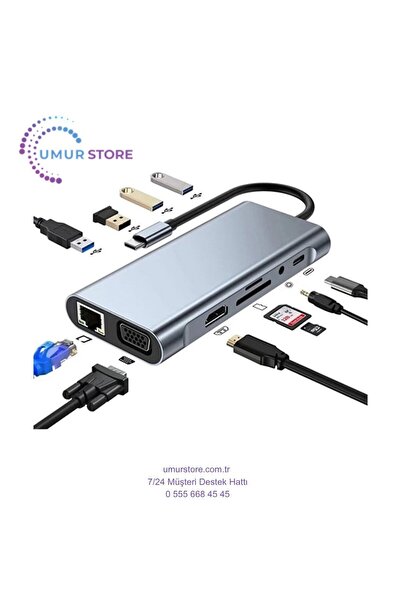Herz Macbook Pro Air Type-C Çevirici Dönüştürücü Çoklayıcı Pd Şarj Hdmı Sd Ne...