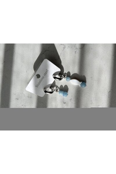 staınless steel Aquamarine Earrings