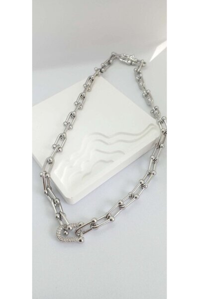 ndjewelry قلادة موديل العلامة التجارية باللون الفضي