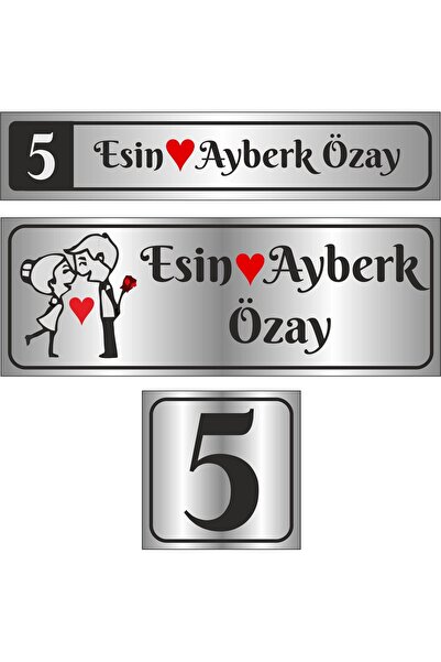 Outdoor One Kişiye Özel Kapı İsimliği ve Kapı Numarası Metal Kapı İsimliği Gü...