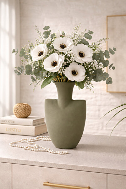 ANGDESİGN Hitit Κεραμικό Βάζο Μικρό-Χωρίς Υάλωση 29 εκ. - Πράσινο •• Μοντέρνο...