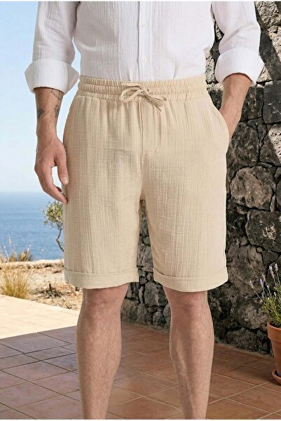 Valiberta Pantaloni scurți pentru bărbați, ușori și confortabili, din muselin...